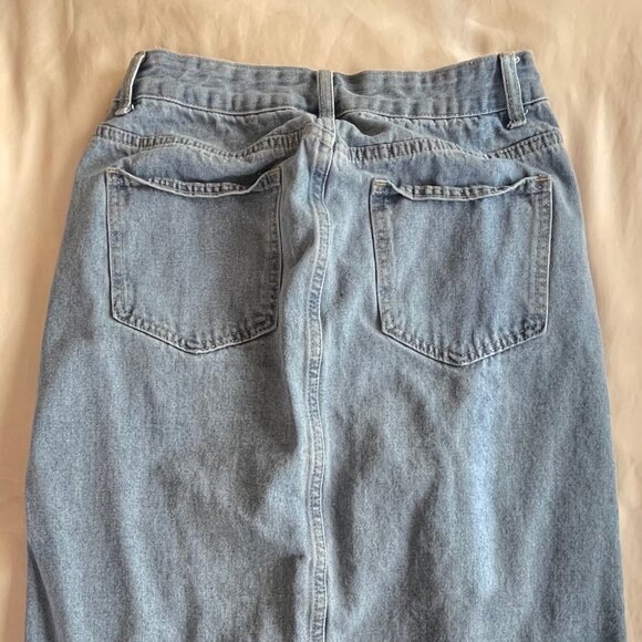 Midi Jean Skirt, Split Hem - Picture 6 of 8